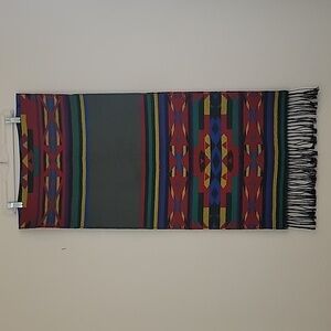Luigi Confalonieri Fleece Southwestern Ablong Fringe Scarf 69" X 18"